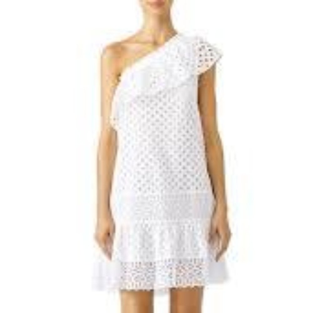 Tory Burch White Eyelet One Shoulder Dress